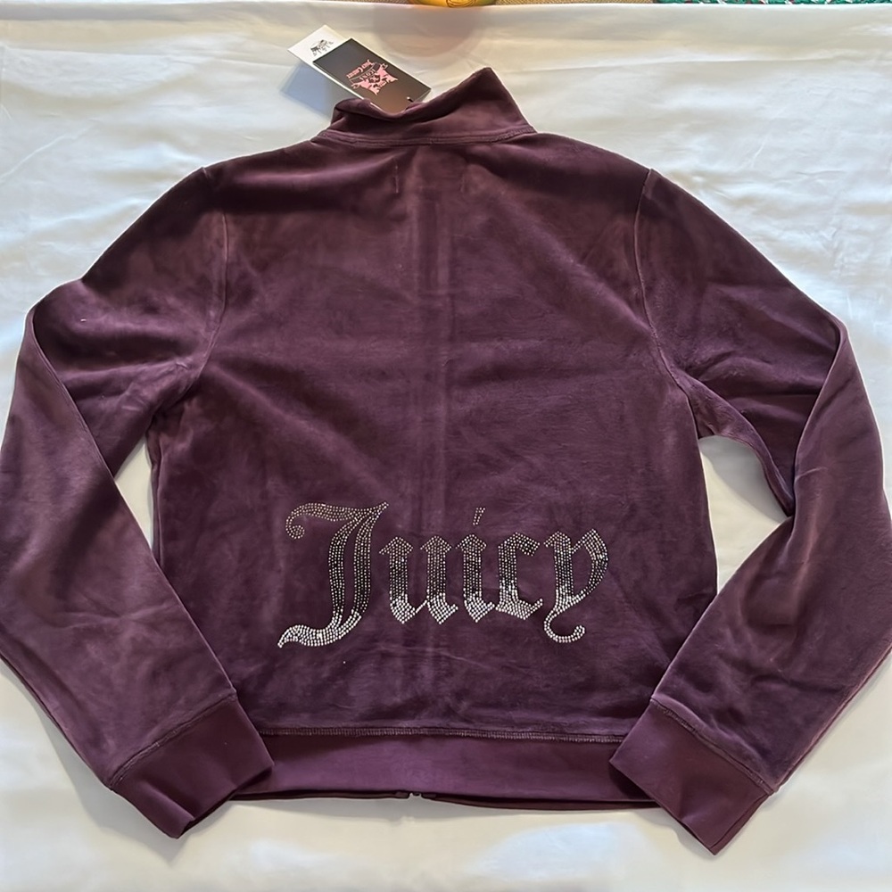 Juicy Couture Women's Heritage Mock Neck Track Jacket Size XL Plonk Purple NWT